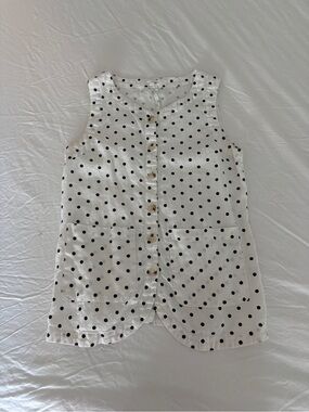 Polka Dot Button-Front Sleeveless Tank Top - White/Black